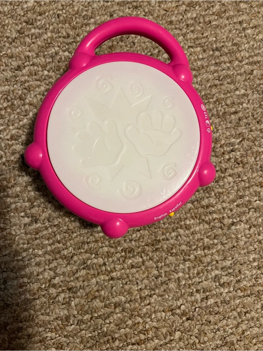 Toddler Pink Handprint Rhythm Drum - Portable Music Toy